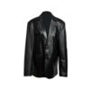 Blazer de cuero negro con botones y bolsillo, para hombre