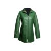 Chaqueta de cuero reversible de mujer, verde con cierre