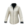 Chaqueta de cuero reversible estampada de mujer, con mangas blancas y cierre