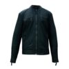 Chaqueta de cuero negra, estilo biker, con cierre, para hombre.