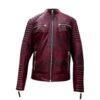 Chaqueta de Cuero Biker Roja con cierres para hombre