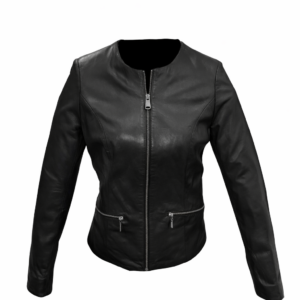 Chaqueta lisa cuello redondo