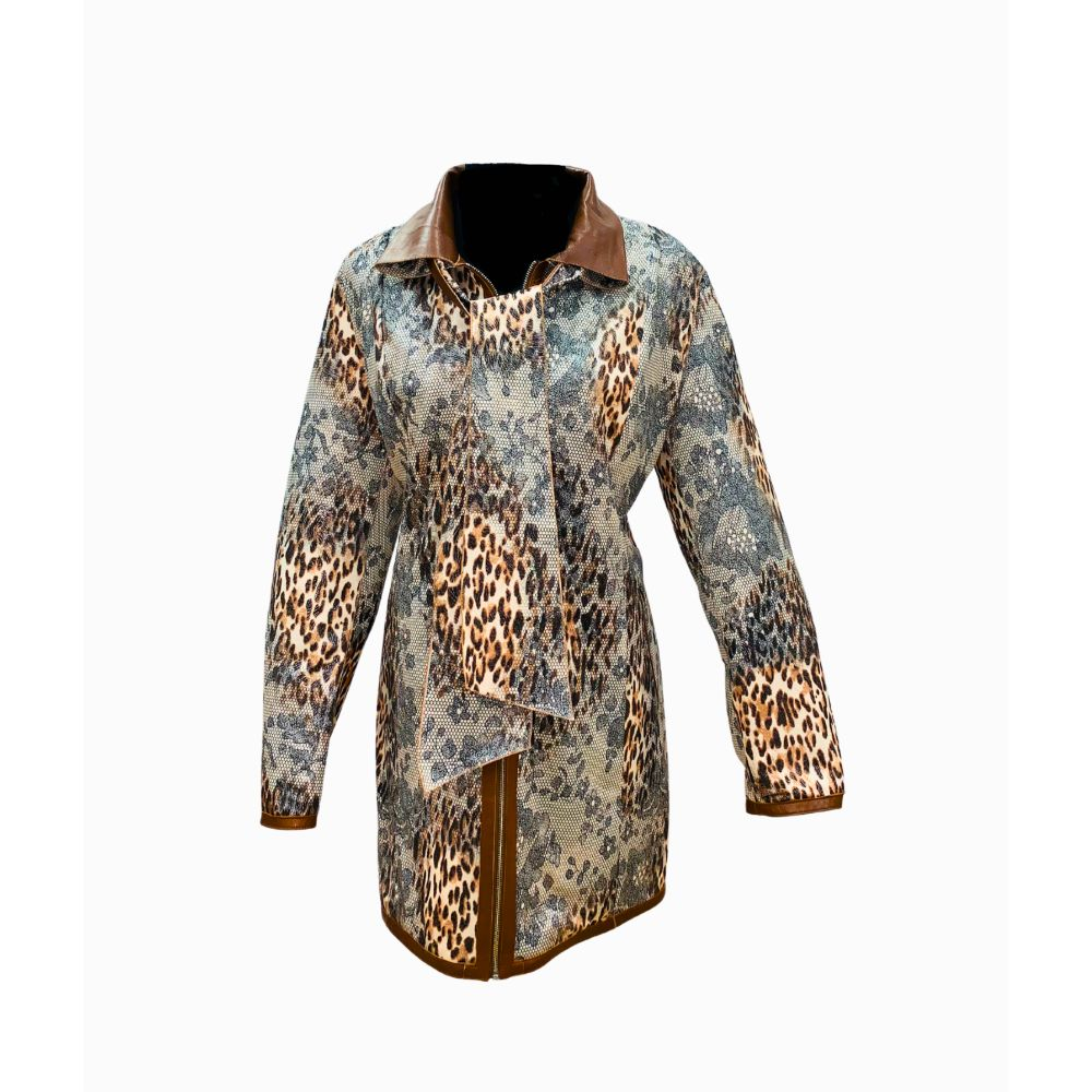 Chaqueta Larga Reversible de Cuero Café Antiguo Lora - Imagen 2