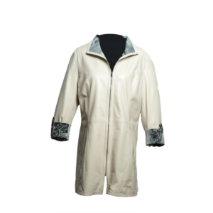Chaqueta de Cuero Beige Mujer Reversible Ebru