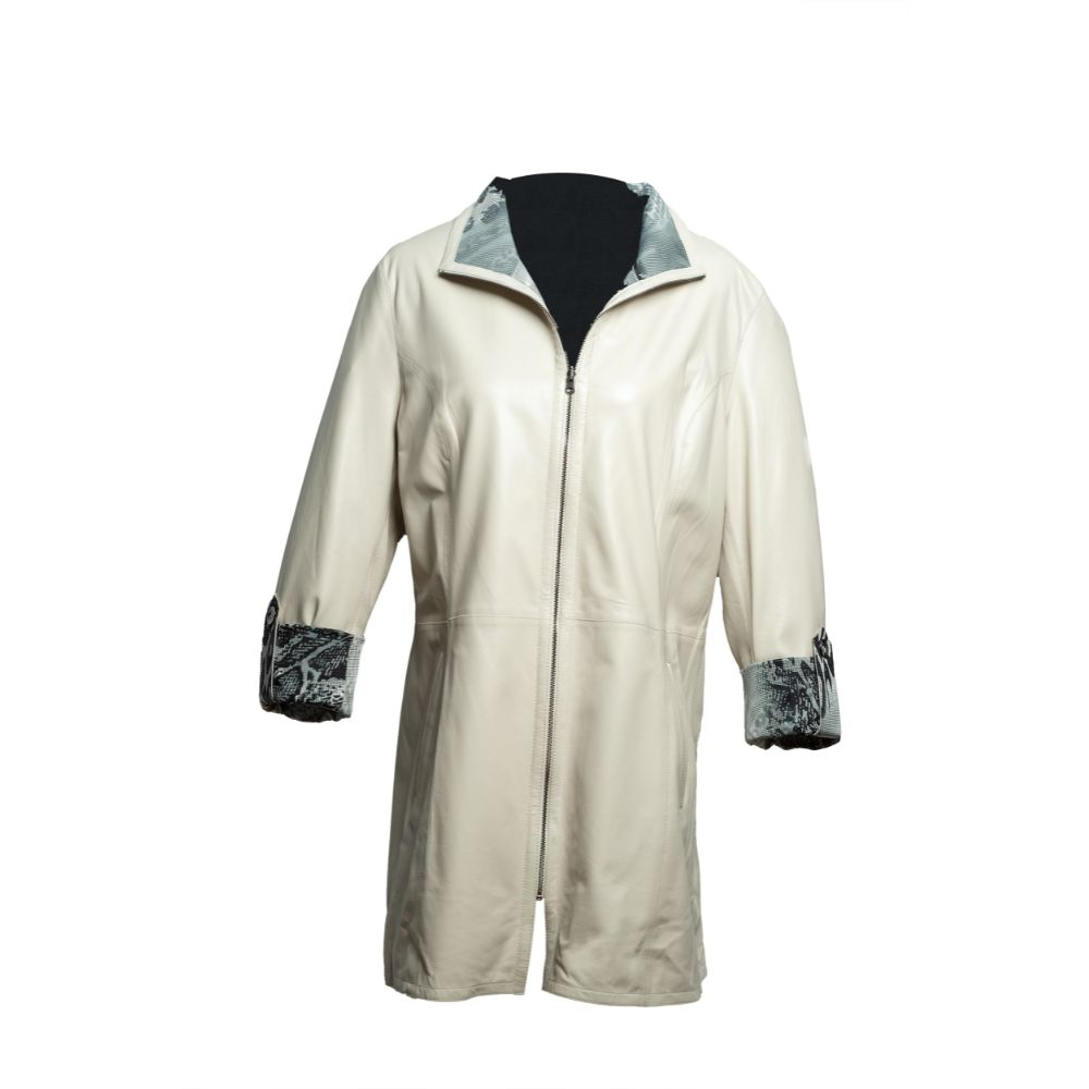 Chaqueta de Cuero Beige Mujer Reversible Ebru