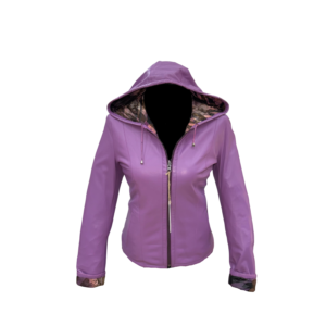 Chaqueta de Cuero Con Gorro Reversible Color Lila