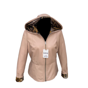 Chaqueta de Cuero Con Gorro Reversible Color Piel