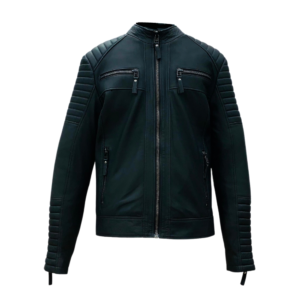 Chaqueta de Cuero Negra para Hombre Biker