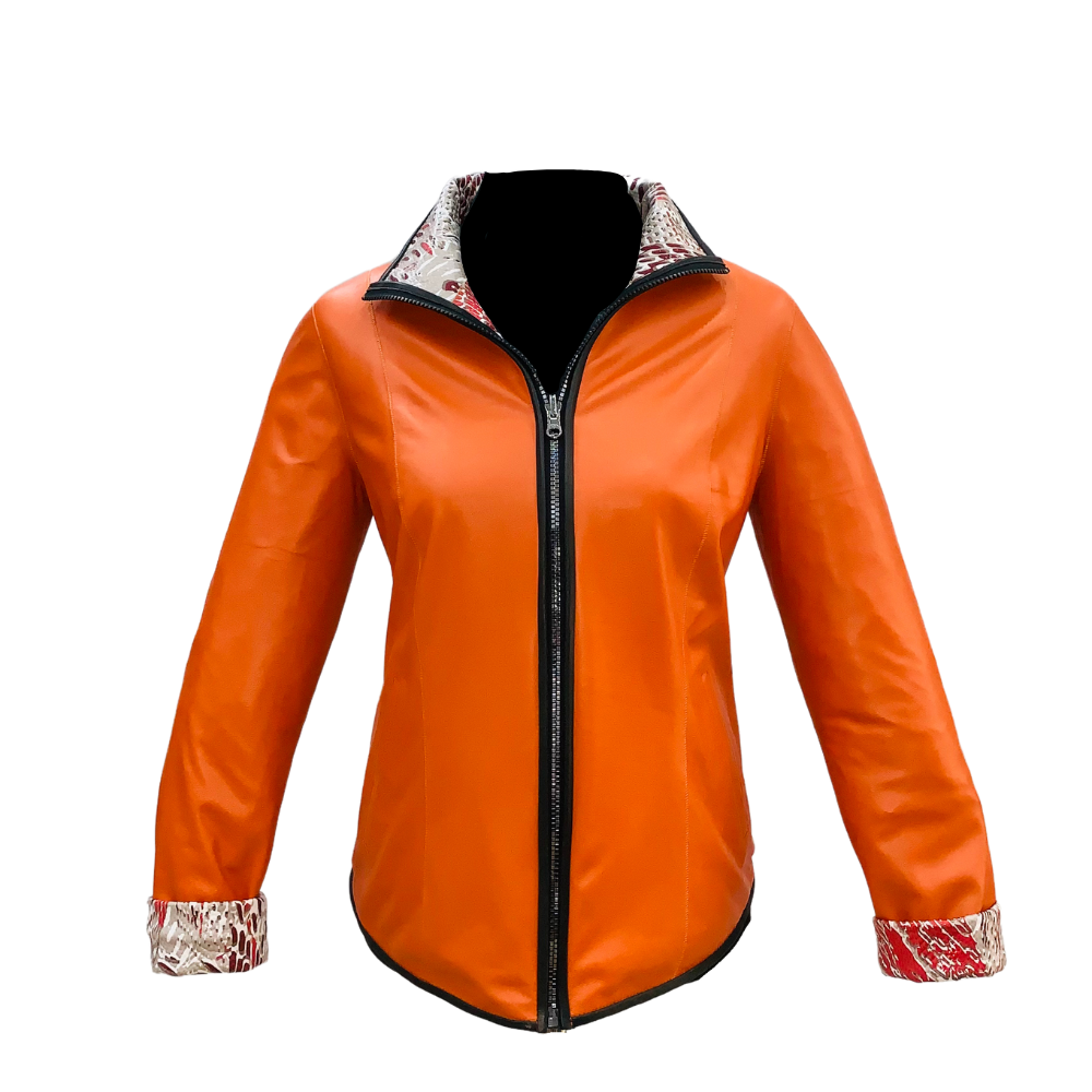 Chaqueta de Cuero Radi Reversible Naranja