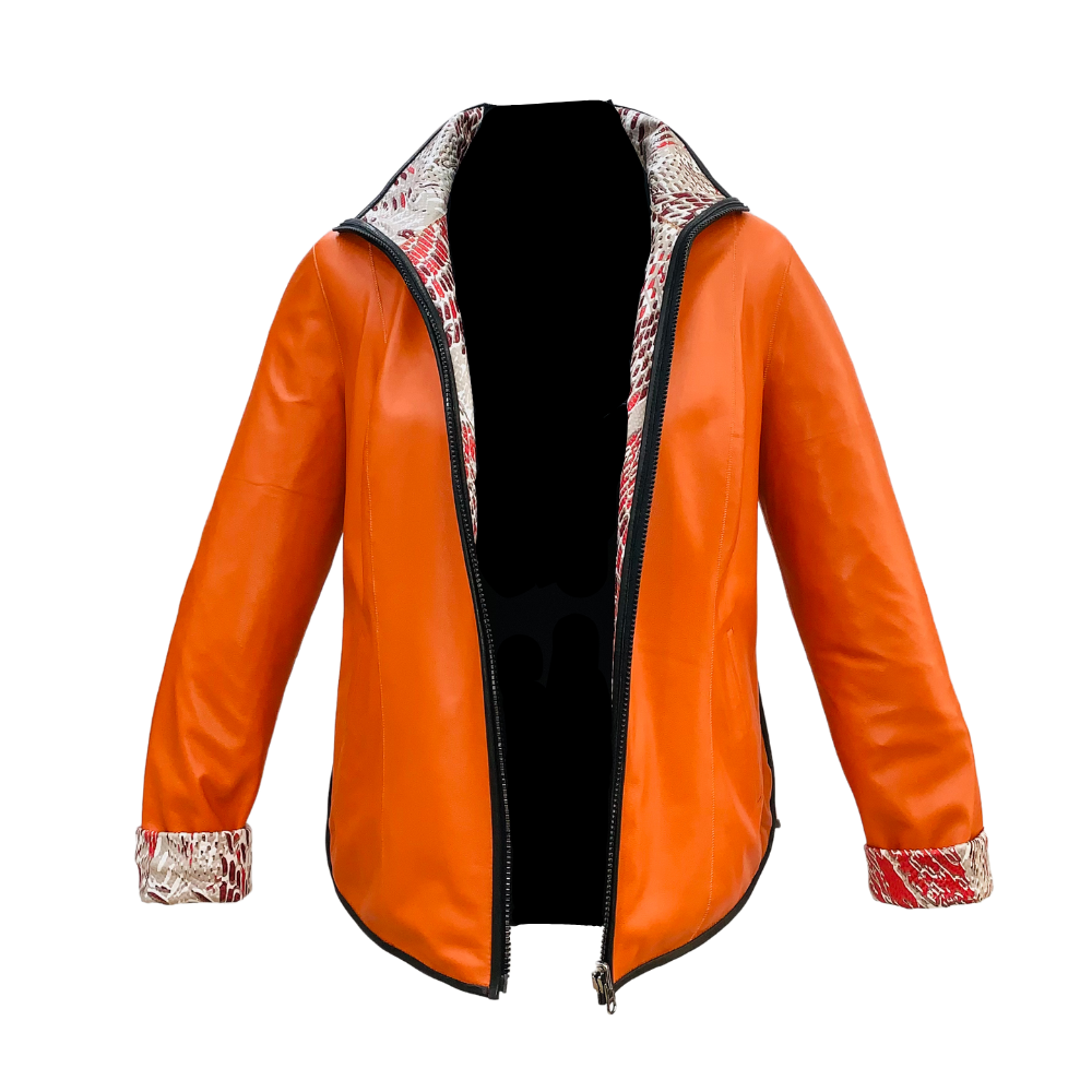 Chaqueta de Cuero Radi Reversible Naranja - Imagen 2