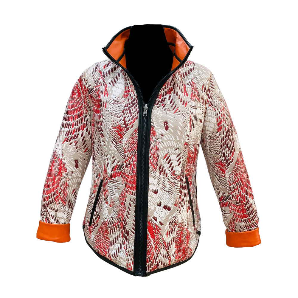 Chaqueta de Cuero Radi Reversible Naranja - Imagen 3