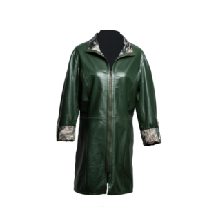 Chaqueta de Cuero Verde Reversible Ebru