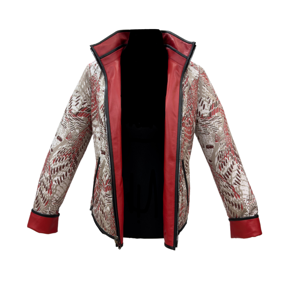 Chaqueta de Cuero de Cordero Reversible en Color Rojo - Imagen 3