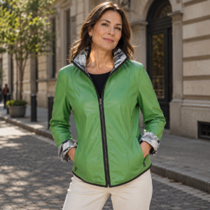 Chaqueta de Cuero Radi Reversible Verde