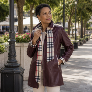 Chaqueta De Cuero Reversible Larga Lora