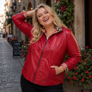 Chaqueta de cuero Roja Radi Punto Reversible