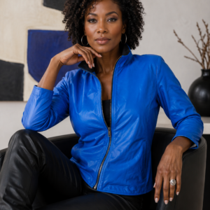 Chaqueta de cuero azul Radi Punto Reversible
