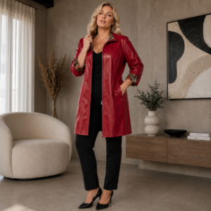 Chaqueta de Cuero Roja Reversible Ebru