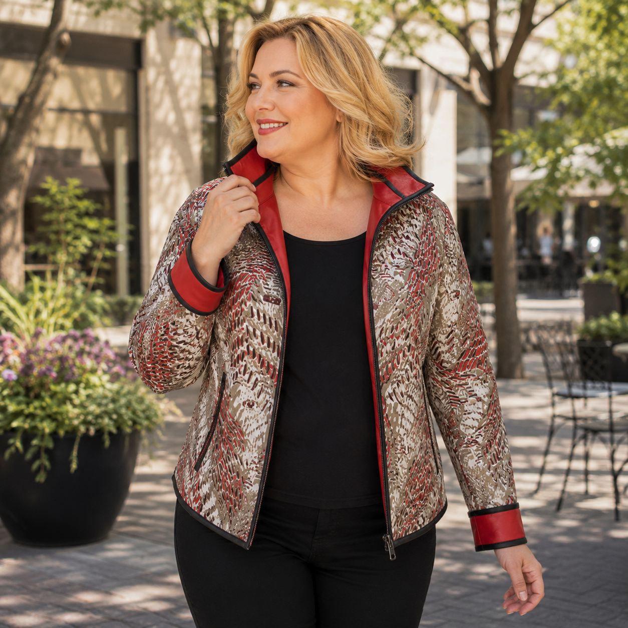 Chaqueta de Cuero de Cordero Reversible en Color Rojo - Imagen 2