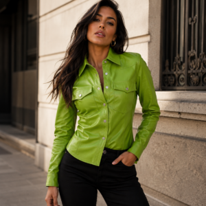 Camisa Mujer De Cuero Moderna