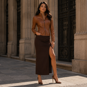 Chaqueta de Cuero para Mujer Lisa