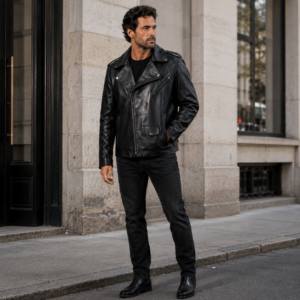 Chaqueta Biker Cruzada de Hombre