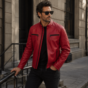 Chaqueta de Cuero Biker Hombre