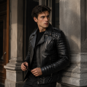Chaqueta Biker Cruzada y Acolchada de Hombre