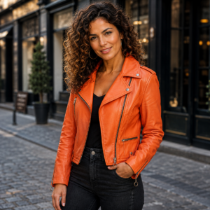 Chaqueta Biker Naranja