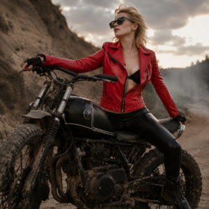 Chaqueta Biker Mujer Roja